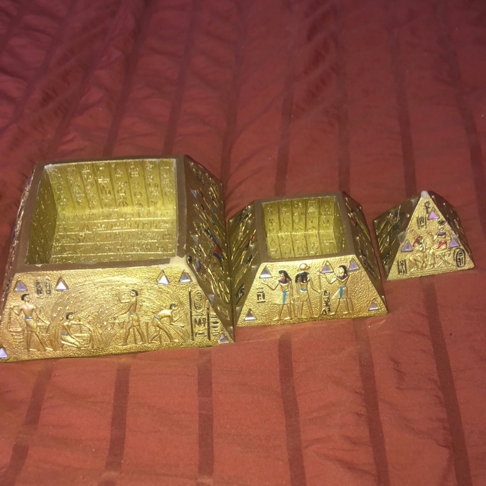 Gold Pyramid Trinket Boxes